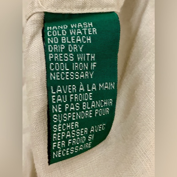 Women's Small Petite Natural Linen Lauren Ralph Lauren Vtg Button Down Shirt - Picture 6 of 12